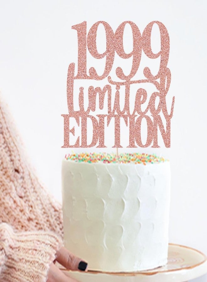 Yetxel Limited EDITION 1999 cake topper 27th birthday happy birthday cake topper men and women cheer 27 years old handmade rose gold glitter cake decoration (1999) - Image 3